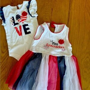 4th of July dress and onesie size 12 no